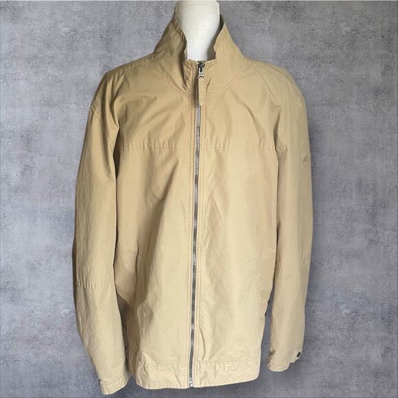 Timberland Khaki Tan Logo Fall Lightweight CASUAL Twill JACKET Mens XL - Picture 8 of 11